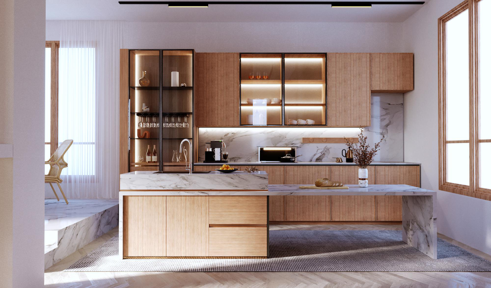 pendant-lights-kitchen-with-dining-room-in-a-studio-apartment
